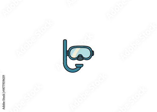 Vector illustration of cartoon underwater goggles with breathing tube