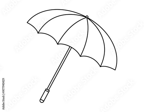 Hand drawn cute outline illustration umbrella. Flat vector protection tool sticker line art doodle. Safety symbol icon. Financial guarantee. Defense and care in banking. Security system. Isolated.