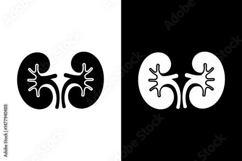 Human Kidney Vector Illustration Black Silhouette on White Background.