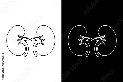 Human Kidney Vector Illustration Black Silhouette on White Background.