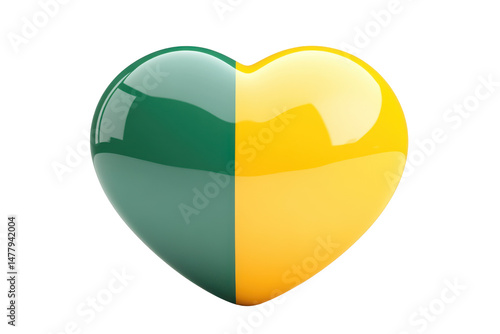 Heart-shaped Object Divided Into Yellow and Green Sections on Black Background