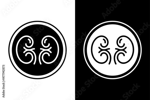 Human Kidney Silhouette Minimal Vector Icon in Monochrome Style.