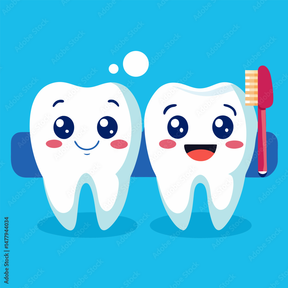 tooth with toothbrush tooth with toothbrush