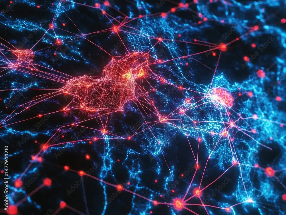 Glowing network map; nodes, lines, connections. Glowing network map; nodes, lines, connections.