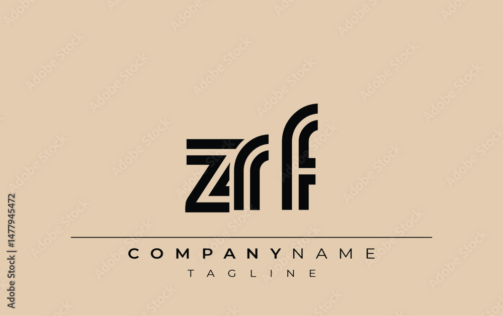 Fototapeta premium ZRF Creative Unique Modern Letter Logo Design. Stylized logo featuring a unique letter design, presenting abstract minimalist aesthetics and modern appeal.