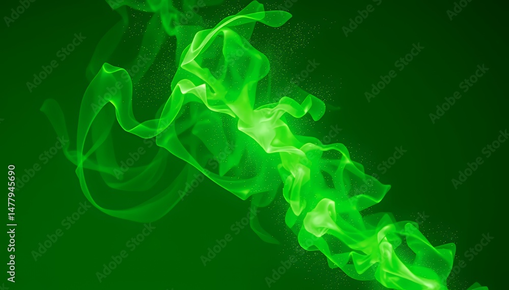 Fototapeta premium Vibrant Green Energy Wave Isolated on Green Screen Background
