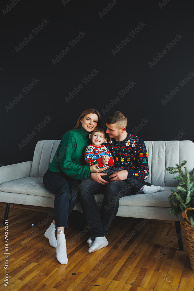 Family Portrait A Heartwarming and Joyful Celebration of Togetherness, Featuring Colorful Holiday Sweaters That Radiate Love, Happiness, and Warmth, Enveloping Us in Comfort and Cheerfulness