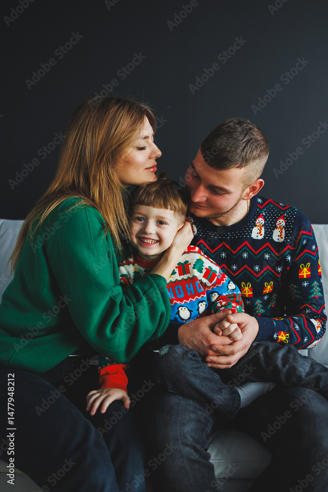 A Joyful Family Holiday Brunch Celebrated in Cozy and Festive Sweaters A Heartwarming Bond Captured Beautifully at Home, Filled with Laughter and Love, Embracing the Season of Togetherness