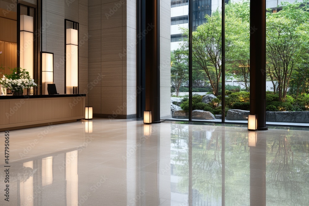 Fototapeta premium Modern building interior with natural light and minimalist design