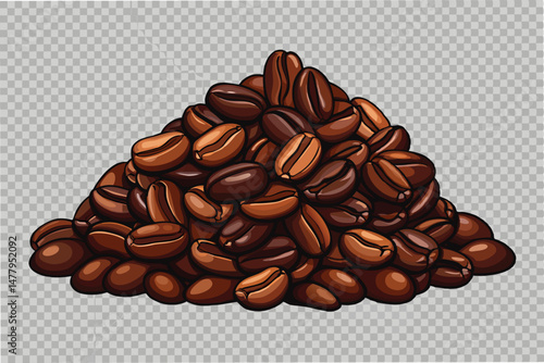 Fresh roasted coffee beans stacked together showcasing rich colors and textures suitable for coffee lovers and roasters