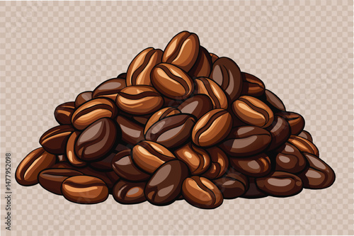 Fresh roasted coffee beans stacked together showcasing rich colors and textures suitable for coffee lovers and roasters