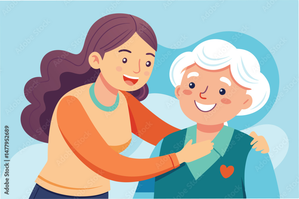 Smiling caregiver interacting warmly with an elderly man indoors during a sunny morning in a friendly and supportive environment Smiling caregiver interacting warmly with an elderly man indoors during a sunny morning in a friendly and supportive environment