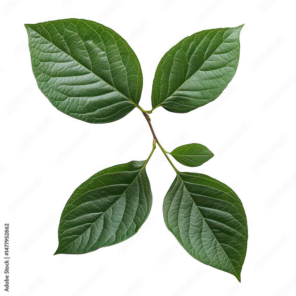 Fototapeta premium Isolated green leaves foliage botanical nature organic closeup on transparent background
