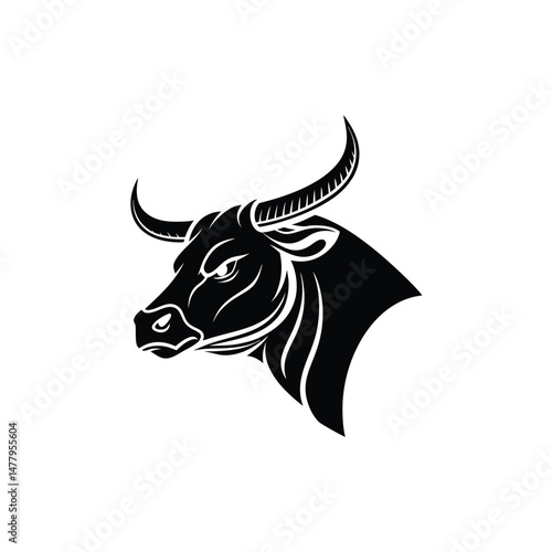 bull silhouette icon. strength and perseverance symbol. vector image of animal