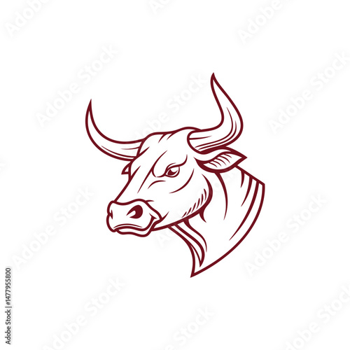 bull silhouette icon. strength and perseverance symbol. vector image of animal