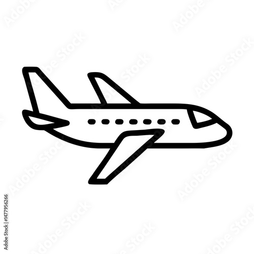 Airplane Icon in Simple Line Art Style on White Background  