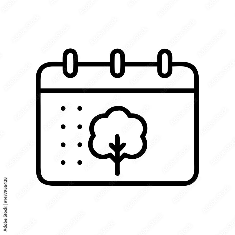 Calendar Icon Featuring a Tree Symbol Calendar Icon Featuring a Tree Symbol