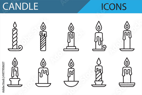 Pillar and taper candle icons for event and celebration design