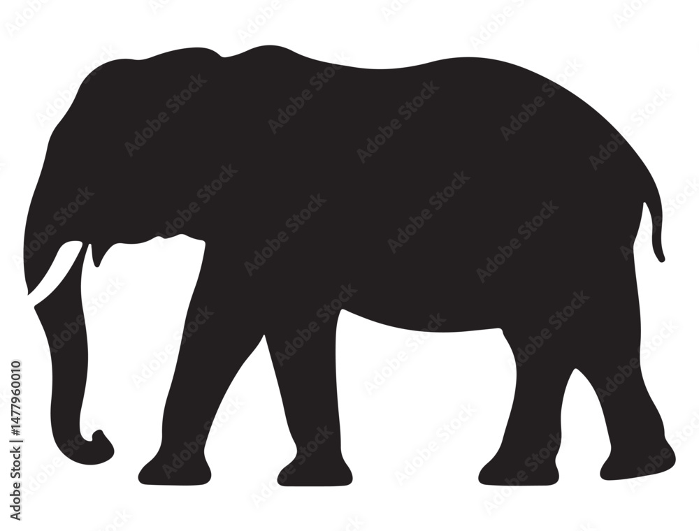 Fototapeta premium ELEPHANT SILHOUETTE WHITE BACKGROUND