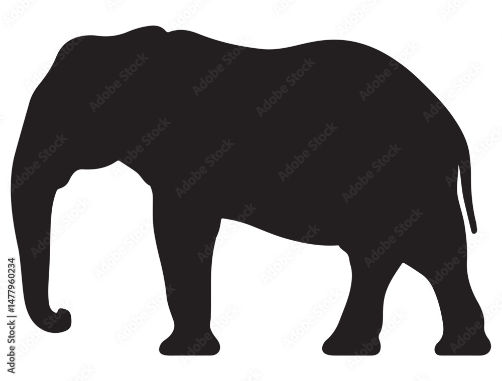 Fototapeta premium ELEPHANT SILHOUETTE WHITE BACKGROUND