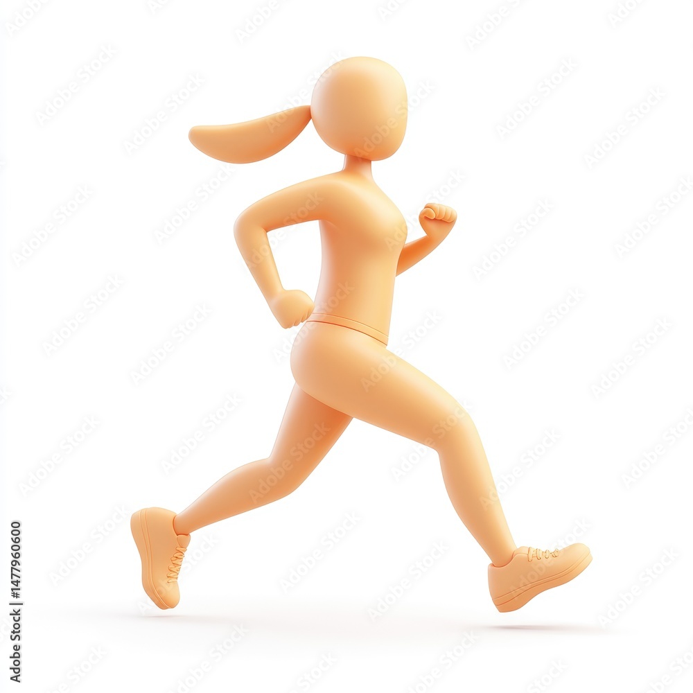 3d illustration of a cartoon figure jogging. 3d illustration of a cartoon figure jogging.