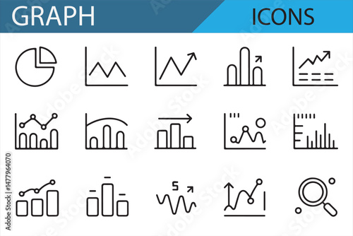 Data analysis icons for statistical reporting and visualization