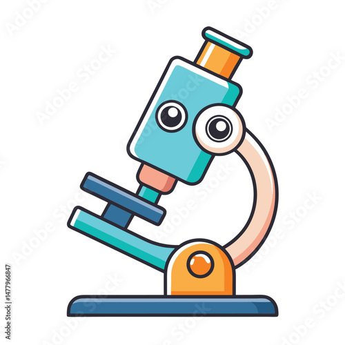 Cute Cartoon Microscope Illustration for Science Education