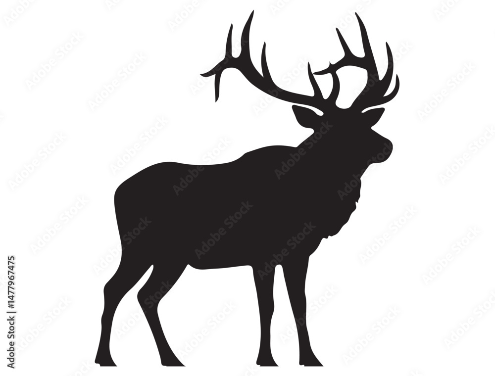 Obraz premium ELK SILHOUETTE WHITE BACKGROUND