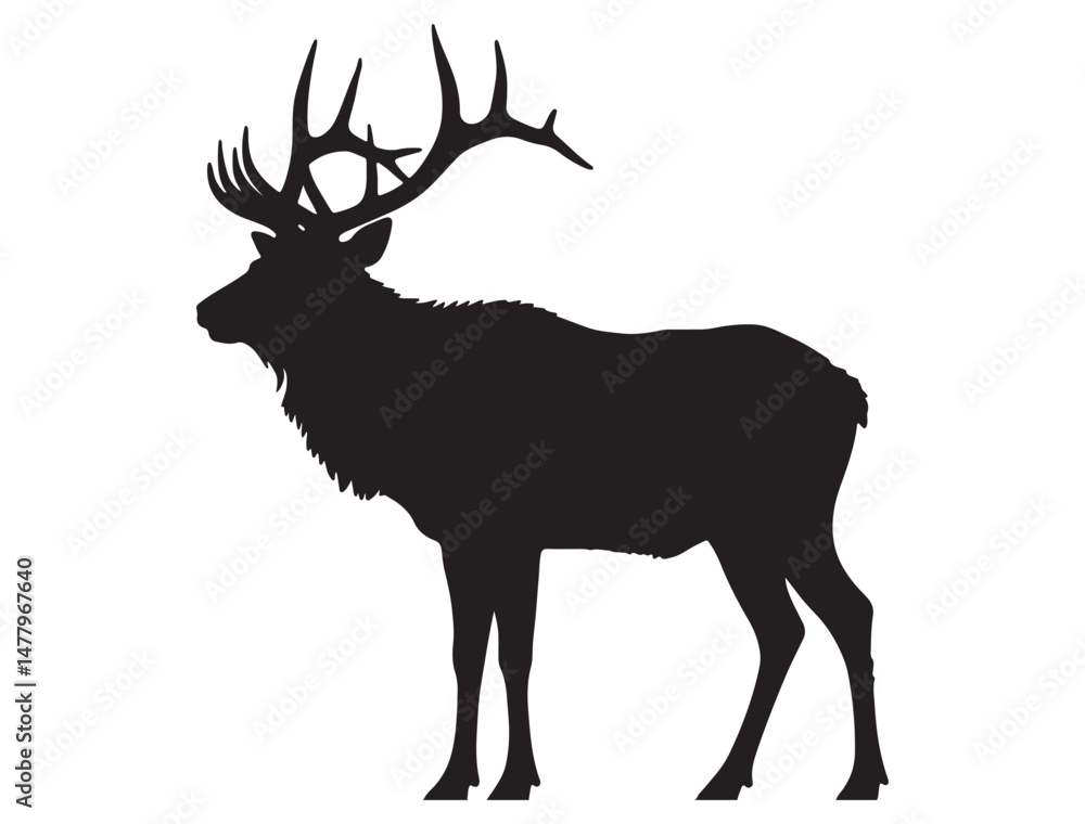 Fototapeta premium ELK SILHOUETTE WHITE BACKGROUND