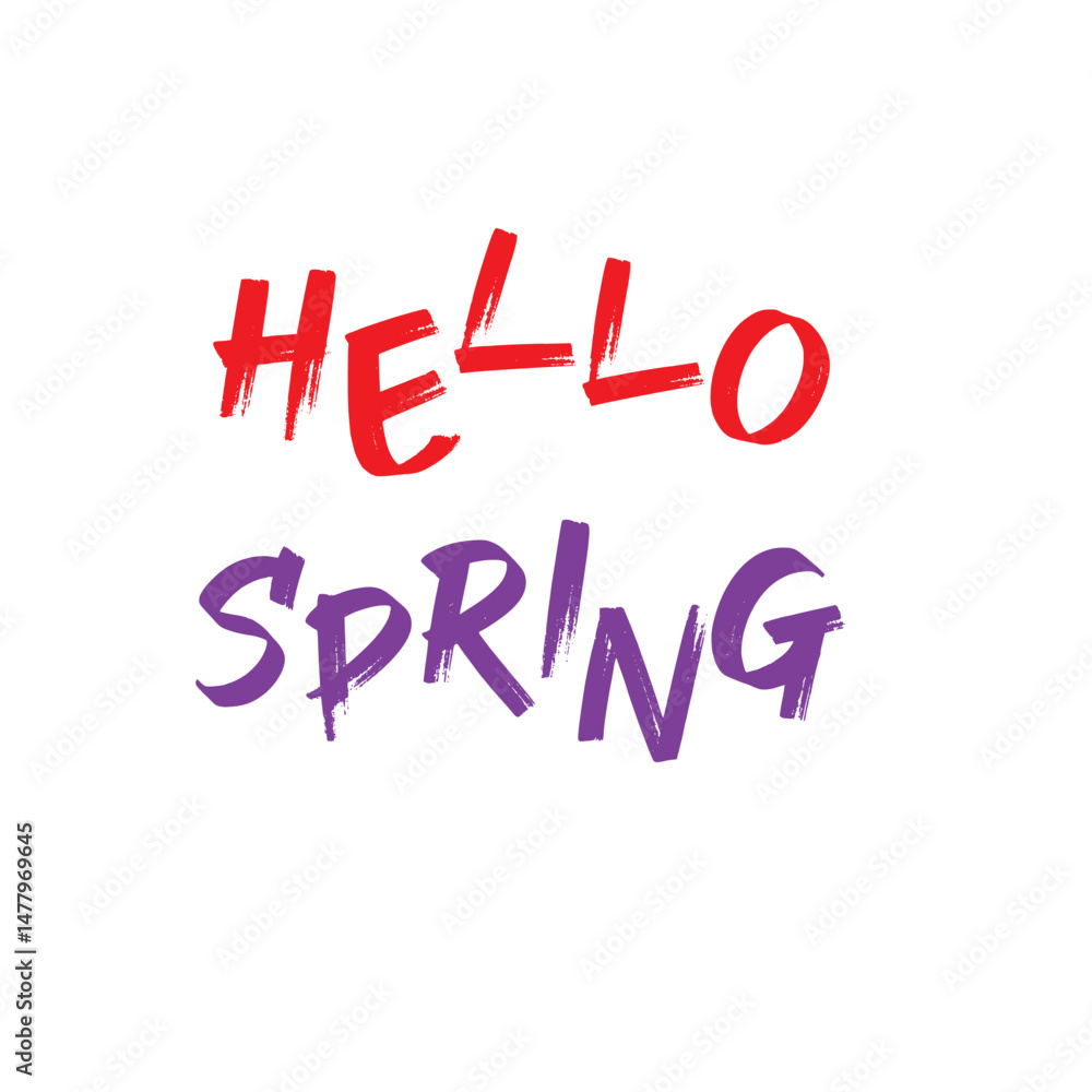 hello spring hand written text brush design isolated on white background hello spring hand written text brush design isolated on white background