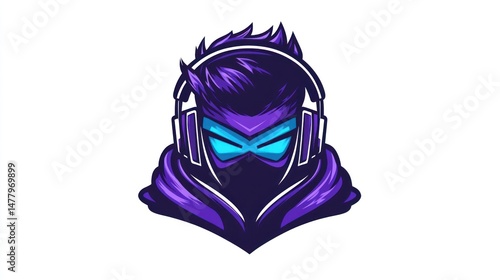 Gamer avatar, purple, headphones