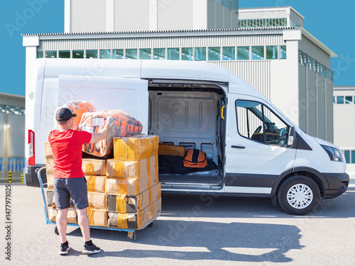 Courier loading packages in...