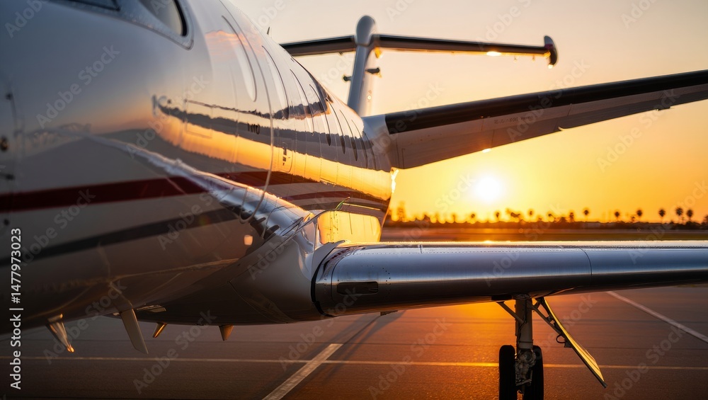 Private Jet on Runway at Golden Hour – Cinematic Ultra-Realistic Close-Up with Reflective Detail Private Jet on Runway at Golden Hour – Cinematic Ultra-Realistic Close-Up with Reflective Detail