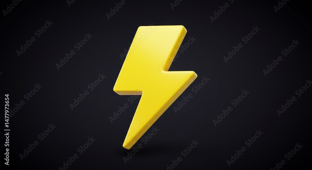 Yellow 3D Thunder Strom Icon on Dark Background, Concept Of Electricity, Thunder Strike Yellow 3D Thunder Strom Icon on Dark Background, Concept Of Electricity, Thunder Strike