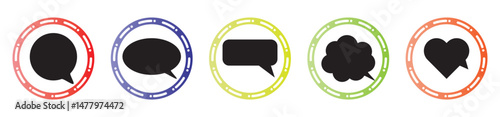 Colorful speech bubble icon set illustration