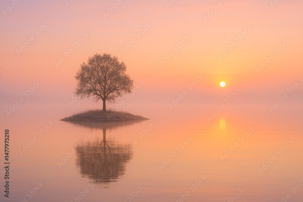 Naklejka premium sunset on the lake