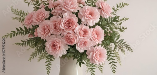 Wallpaper Mural Delicate pastel pink floral arrangement; vintage style artificial flower wall , artificial flowers,  pink Torontodigital.ca