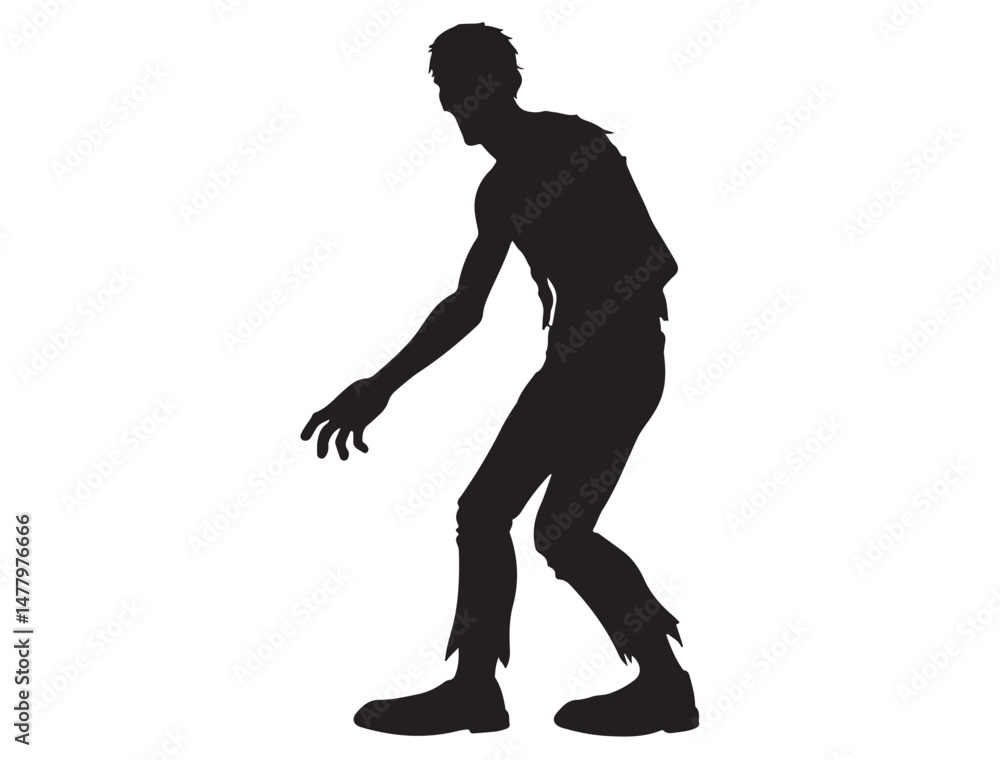 Fototapeta premium ZOMBIE SILHOUETTE WHITE BACKGROUND