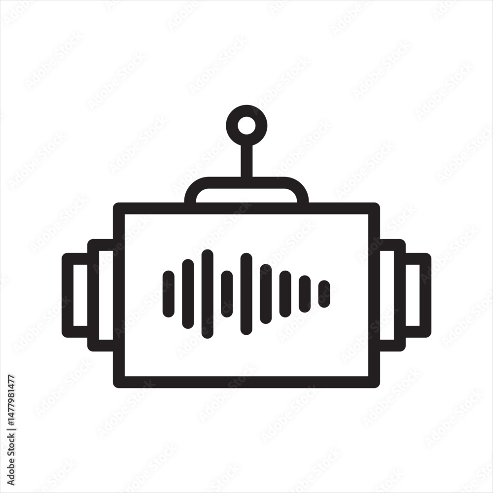 Obraz premium Robot Play Music Expression simple line icon