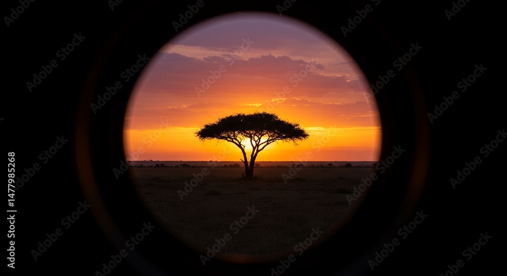 Obraz premium Tree Silhouette at Sunset