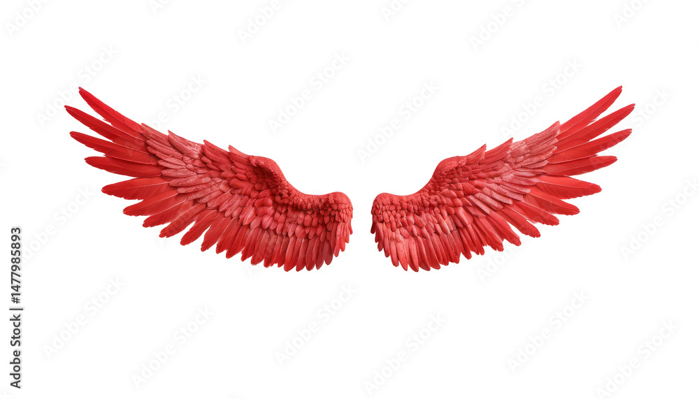 Obraz premium Red Wings isolated on transparent background, Wings PNG 