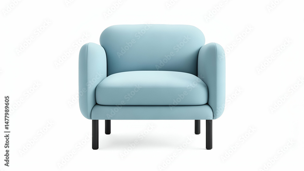 Fototapeta premium Light Blue Armchair on White Background