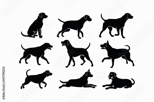 Set of Dog Silhouettes in Various Poses