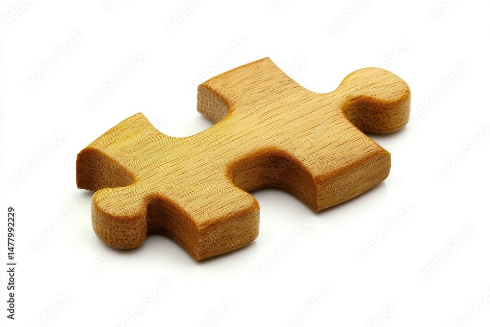 Fototapeta premium Wooden puzzle piece isolated on white background