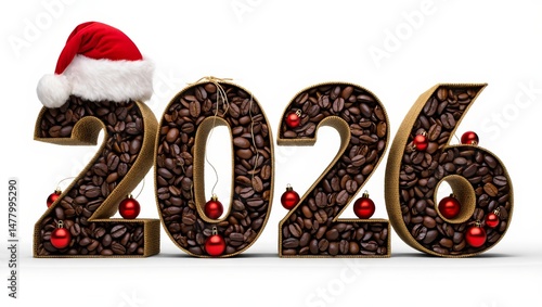 Festive 2026 Coffee Bean Burlap Numbers with Christmas Decor