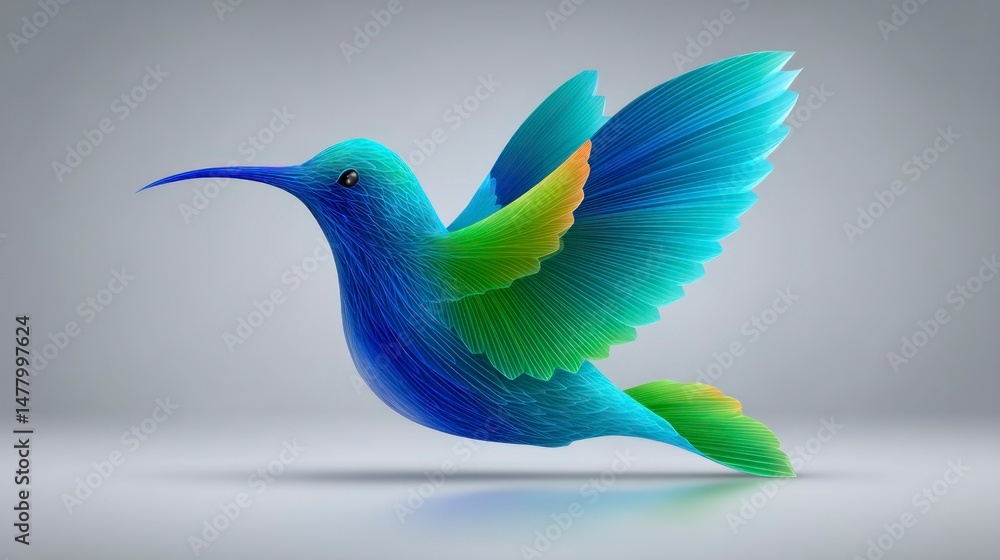Obraz premium Vibrant Hummingbird in Flight A Stunning Display of Color and Grace for Nature and Wildlife En