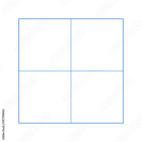 4マスに分割した正方形のグリッド素材 - 2×2 のフレームのシンプルな表組みや図のテンプレート