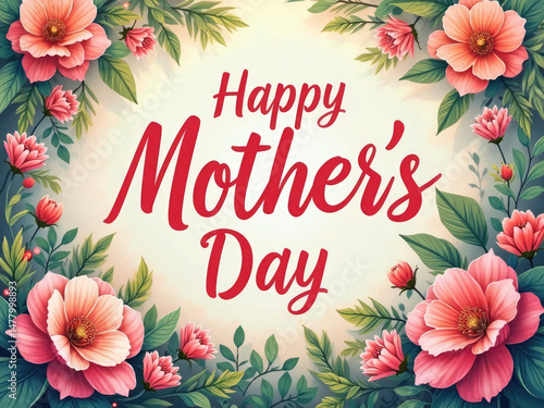 happy mothers day card with flowers
