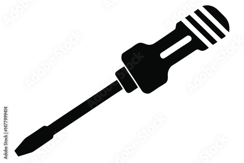 Black Phillips Head Screwdriver with Lined Handle Tool Illustration Graphic