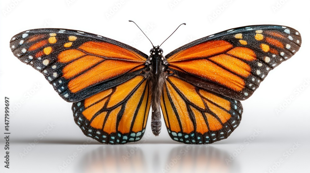 Obraz premium Vibrant Butterfly with Orange and Black Wings Spread Wide Perfect for Nature and Wildlife Them